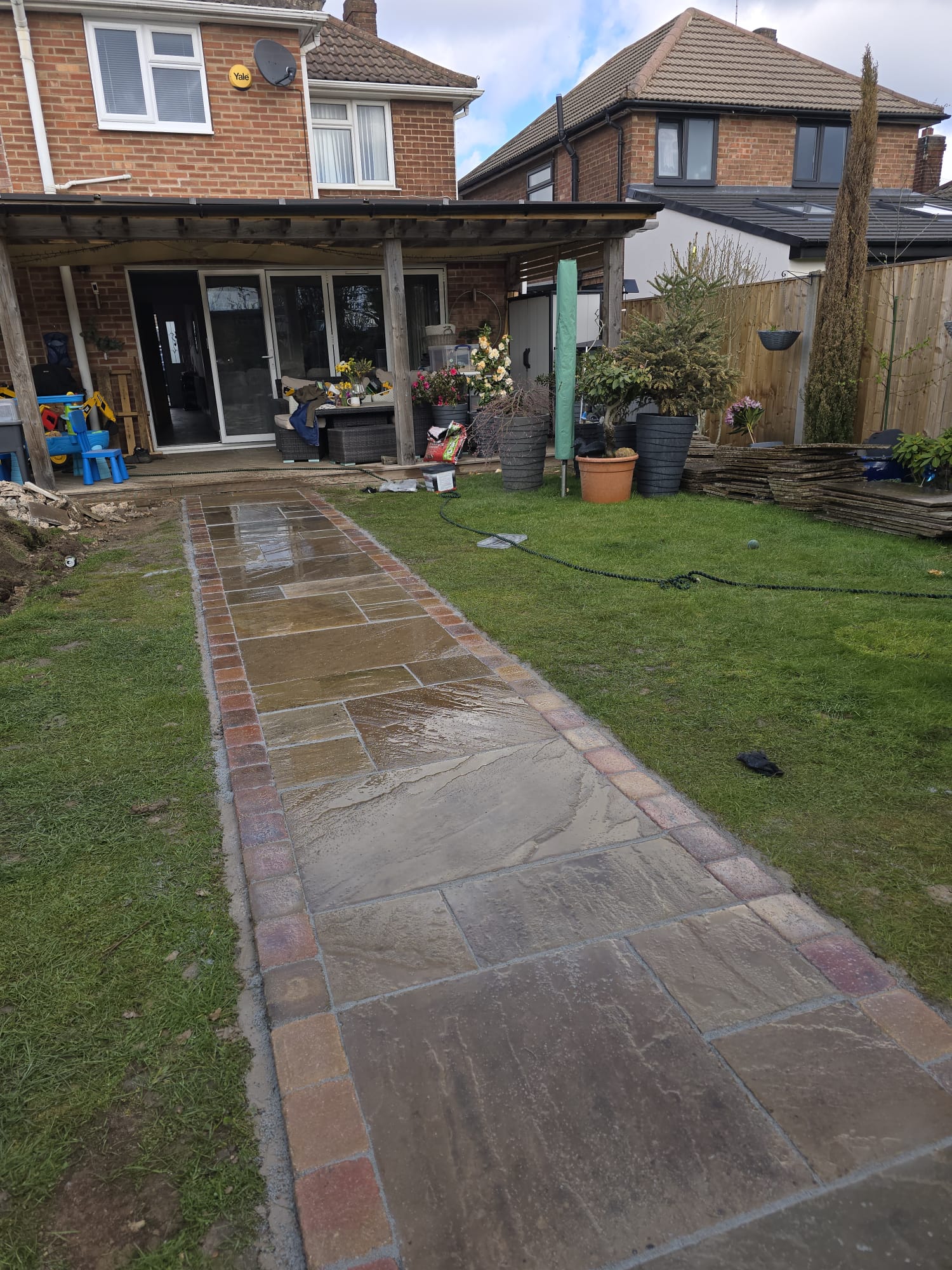 Garden pathway with paving